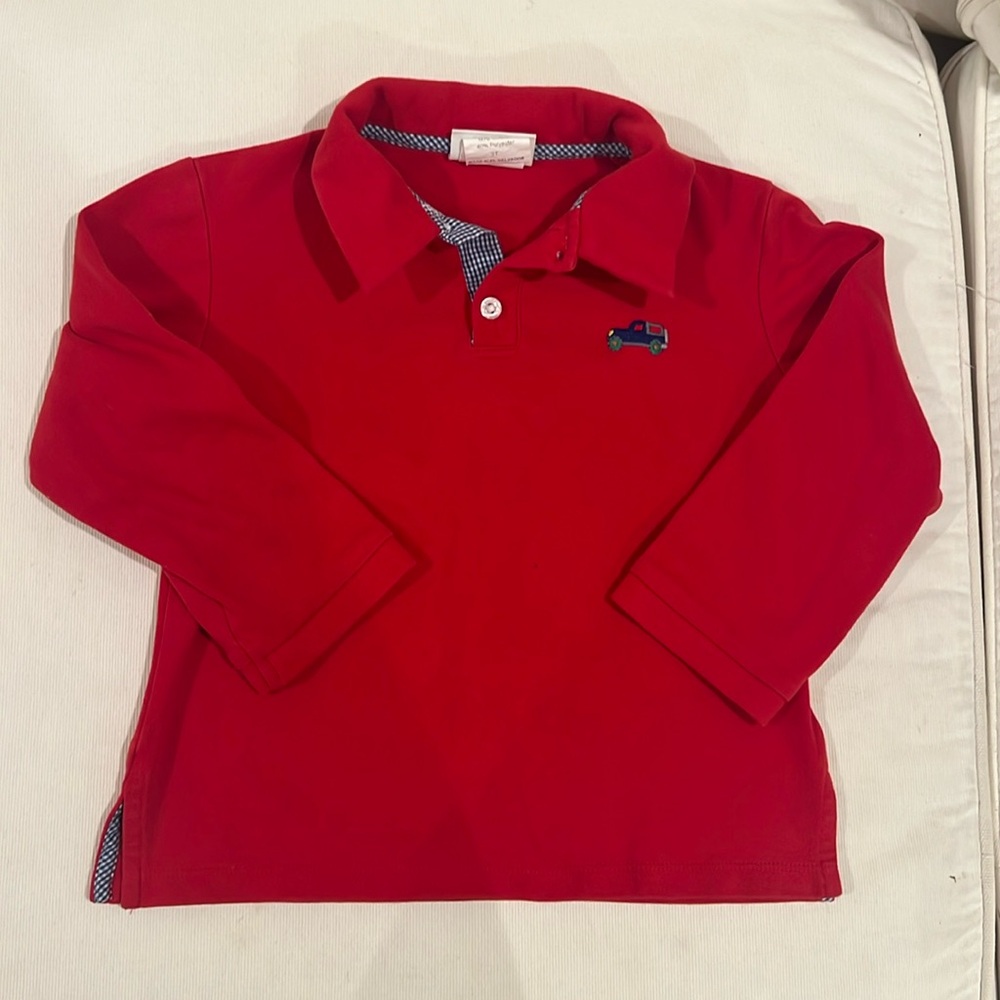 Zuccini Kids Red Train embroidered LS Polo 3T